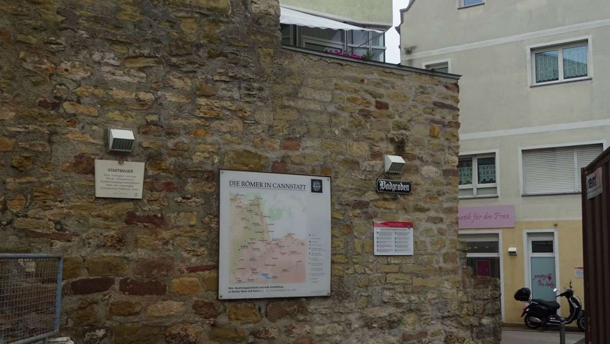 Geschichte in Bad Cannstatt: Tafel informiert über  Römische Spuren