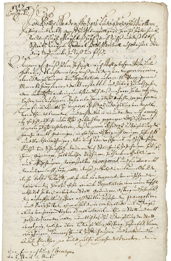 Die Gründungsurkunde aus dem Jahr 1718