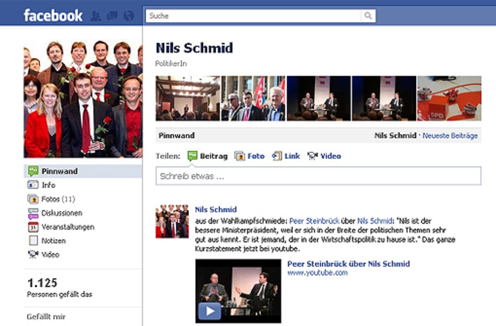 SPD-Kontrahent Nils Schmid ist auf Facebook vertreten. Genauso wie ...