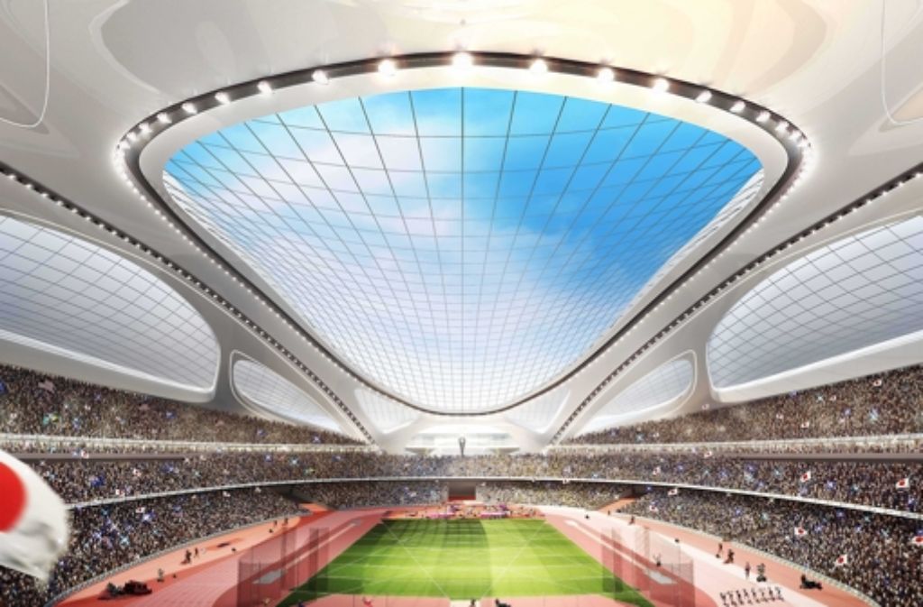 Der Entwurf des Olympiastadions: die einen finden ihn dynamisch-futuristisch, die anderen beschimpfen ihn als protzigen Fahrradhelm.