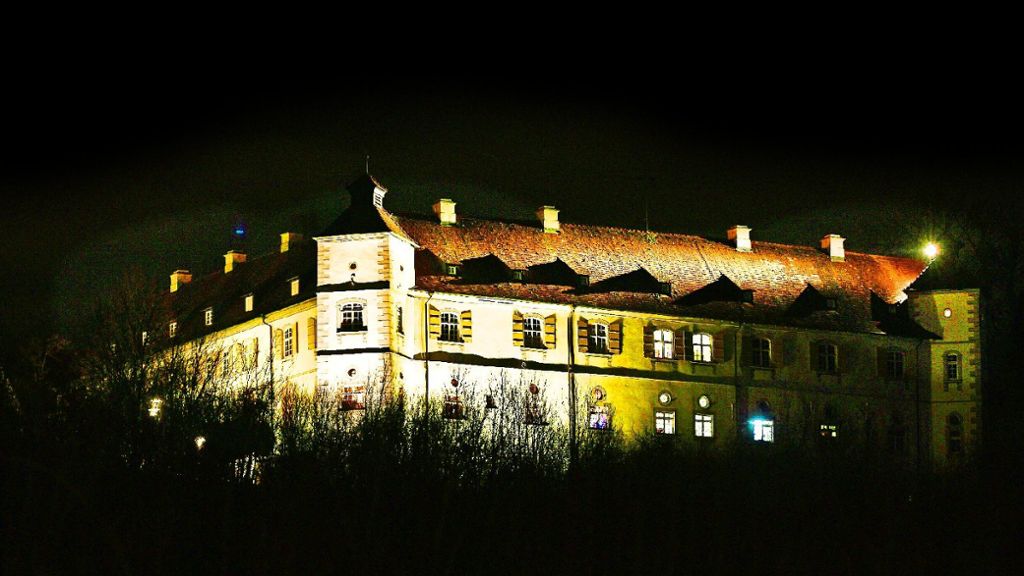 Die Nordfassade wird „probe-beleuchtet“: Schloss Filseck in neuer Dimension