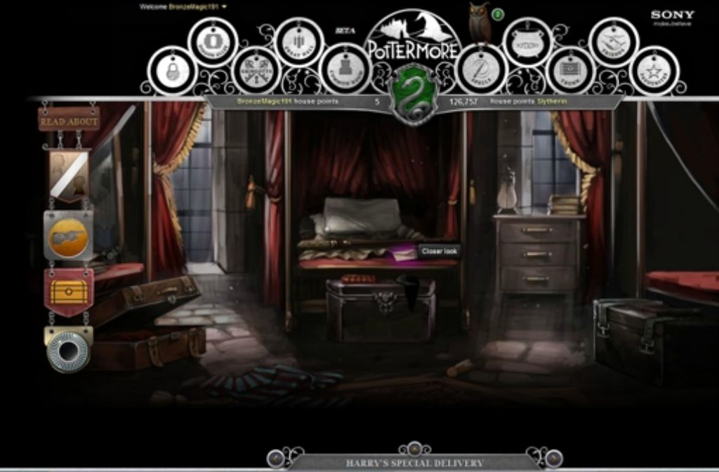 So sieht der Gryffindor-Schlafsaal bei Pottermore aus.