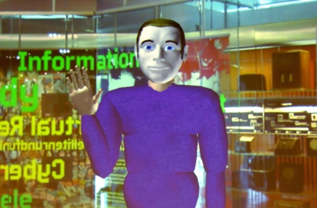Der Avatar Max, programmiert an der Universität Bielefeld, begrüßt die Besucher im Heinz-Nixdorf-Museum in Paderborn. Er kann Fragen beantworten und reagiert auch auf Beleidigungen. „Das muss ich mir nicht anhören“, sagt er dann und geht aus dem Bild.