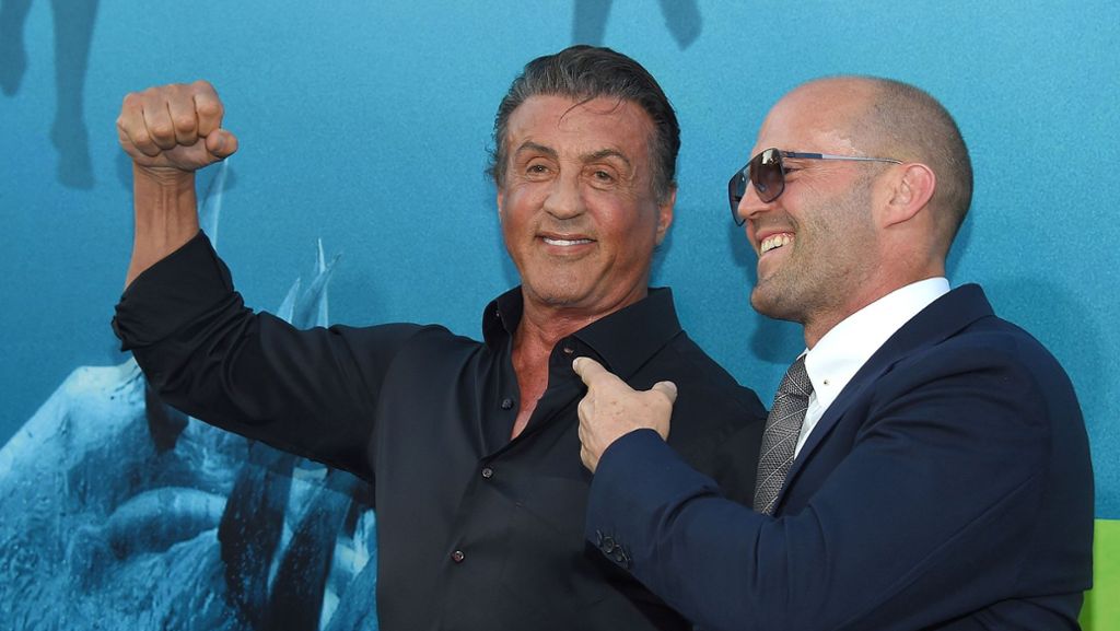 Filmpremiere „Meg“: Sylvester Stallone und Jason Statham posieren auf dem roten Teppich