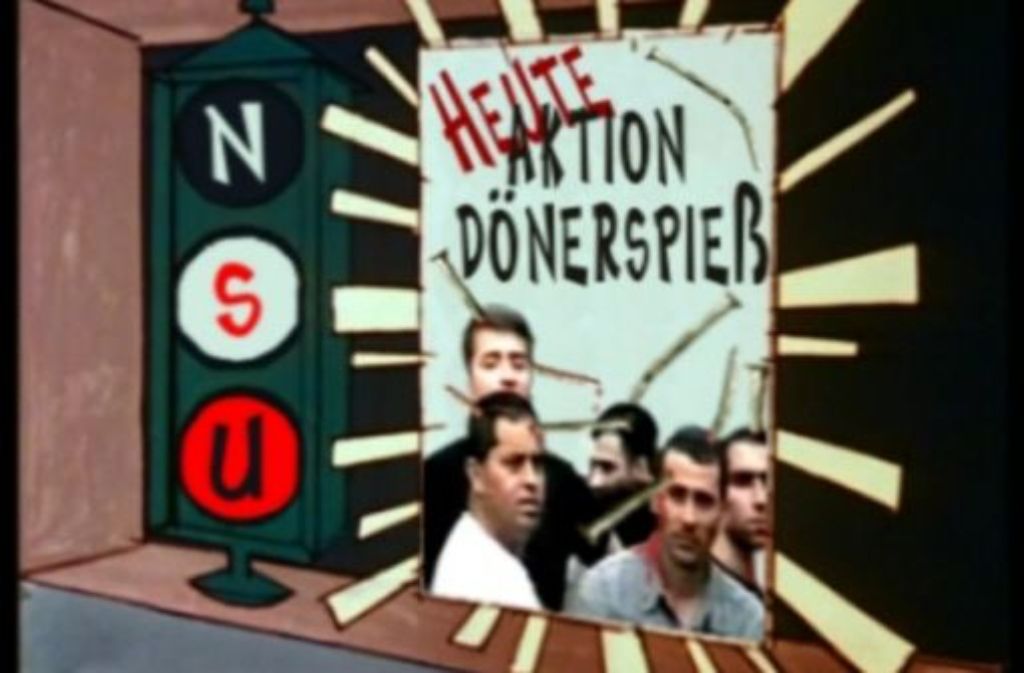 Szene aus dem Bekennervideo des „Nationalsozialistischen Untergrunds“ (NSU), das von den Ermittlern in der Zwickauer Wohnung gefunden wurde.