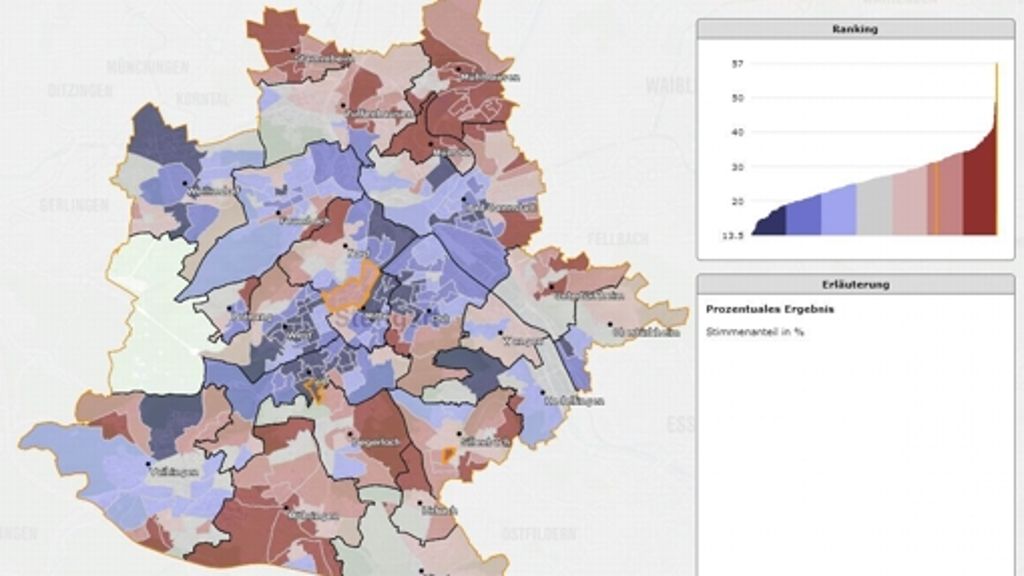 Wahlatlas Stuttgart: Stadt stellt Kommunalwahl-Ergebnisse für 668 Kandidaten online