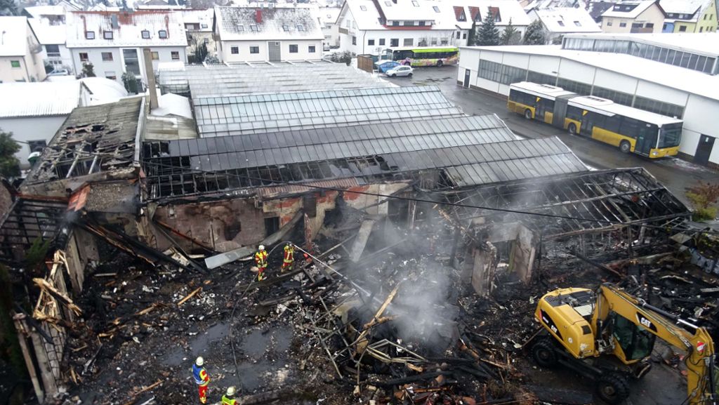 Großbrand in Filderstadt: SSB-Busdepot in Alarmstimmung versetzt