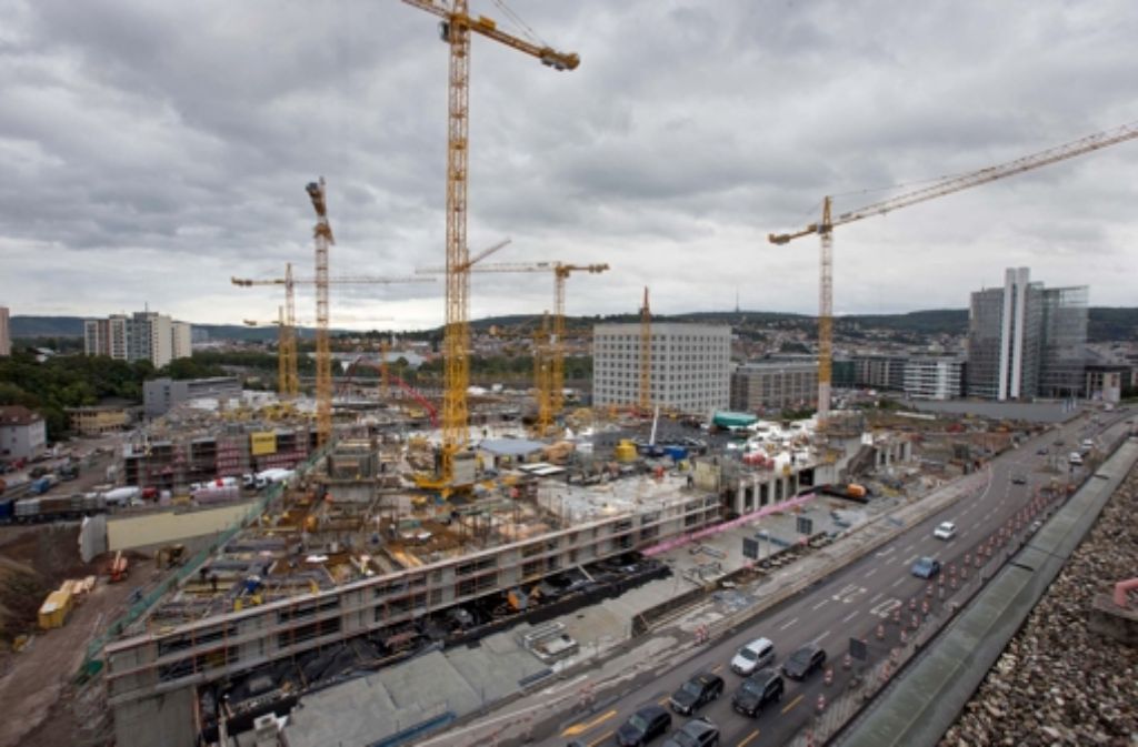Das Gerber ist nicht die einzige Baustelle in Stuttgart, an der ein neues Einkaufszentrum entsteht: Auf dem Bild ist die Baustelle des Milaneo im September 2013 zu sehen.