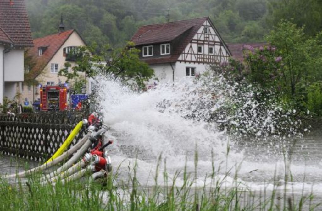 Hochwasseralarm in Veringenstadt im Kreis Sigmaringen.