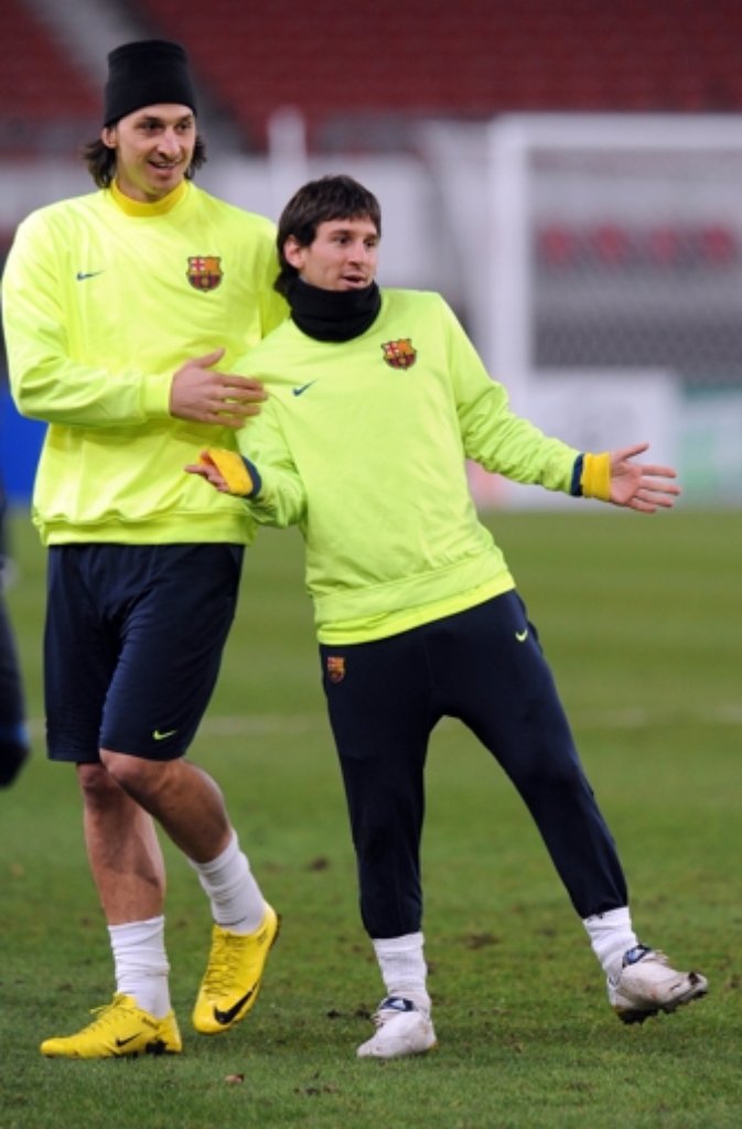 "Wir brauchen den Philosophen nicht, der Zwerg und ich reichen vollkommen", sagte Ibrahimovic (links) während seiner Zeit beim FC Barcelona. Mit "Philosophen" meinte der Guardiola, mit "Zwerg" Messi (rechts).