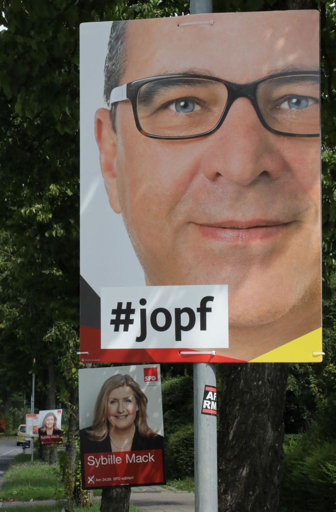 Der CDU-Kandidat Joachim Pfeiffer ist so siegessicher, dass er zeitweise auf seinen Namen verzichtete – zugunsten des Hashtags #jopf.