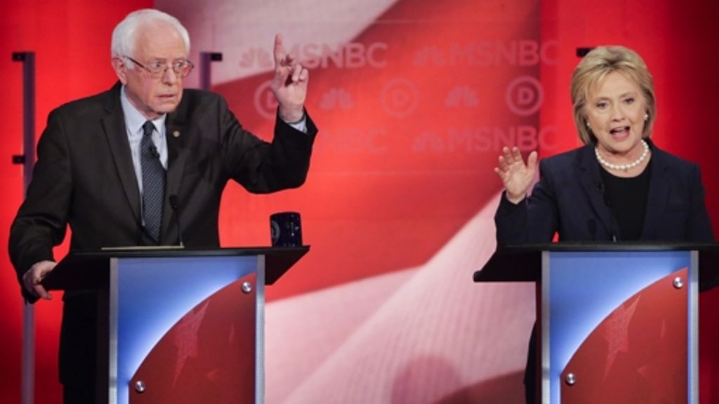 US-Präsidentschafts-Wahlkampf: Beim TV-Duell gehen sich Clinton und Sanders an