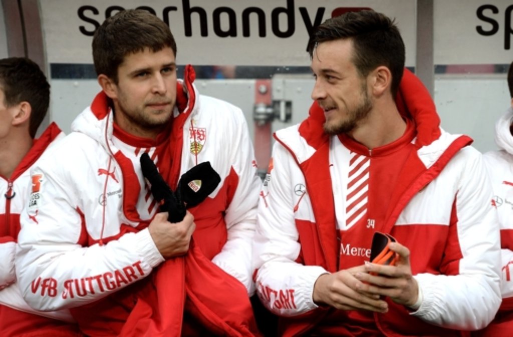 VfB-Spieler Artem Kravets (links) und Borys Tashchy vor dem Spiel.