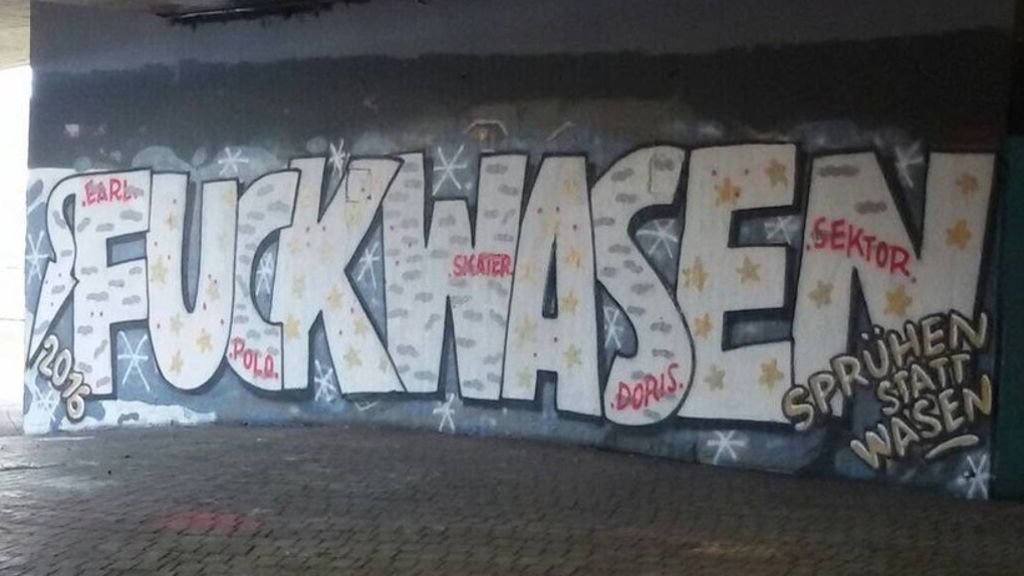Graffiti beim Stuttgarter Frühlingsfest: Ein Sprayer-Gruß an die Wasengäste