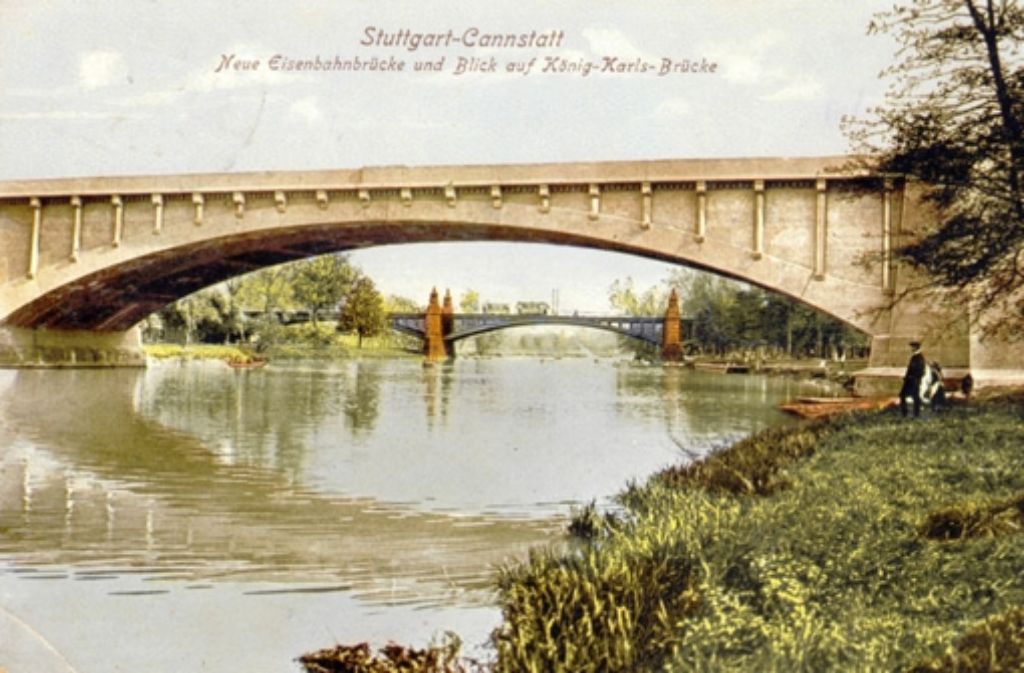 König-Karls-Brücke in Bad Cannstatt 1915