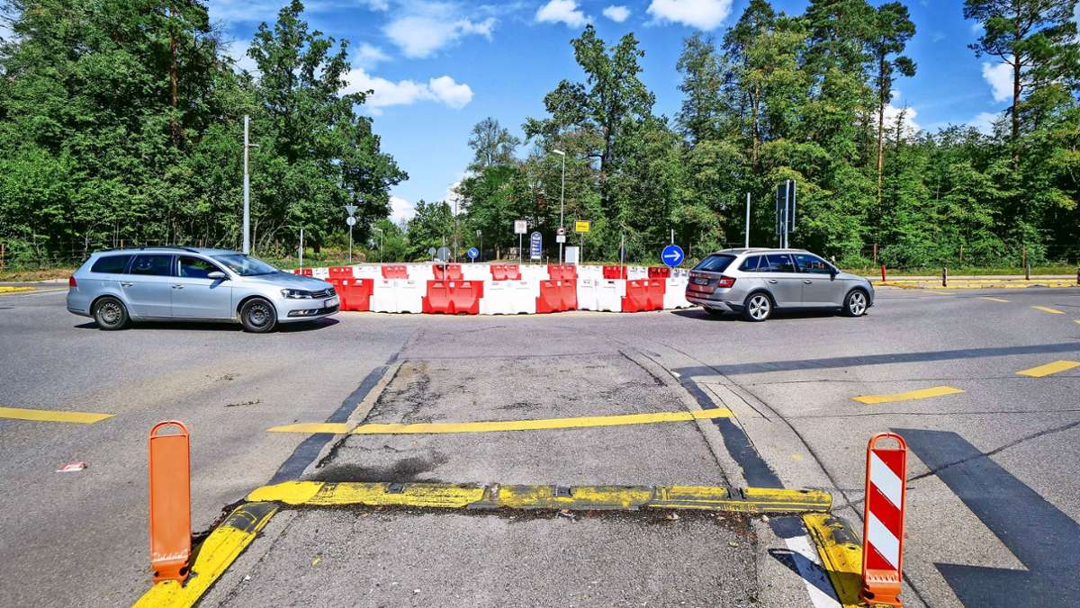 Verkehr in Leonberg: Plastik-Kreisel wird zum Beton-Kreisverkehr