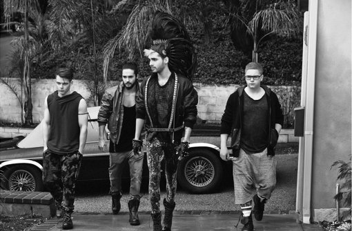 So sehen Tokio Hotel 2014 aus: Die Zwillinge Bill (im Vordergrund) und Tom Kaulitz (Zweiter von links)  stehen immer noch im Rampenlicht. Foto: Lado Alexi/Universal Music