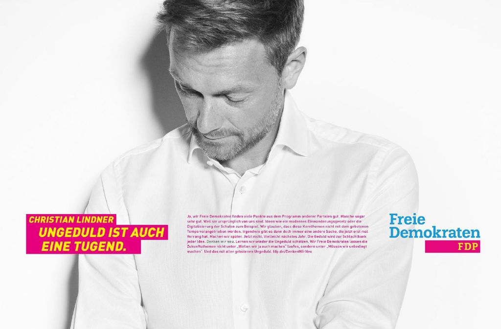 Auch die FDP bildet Christian Lindner in ihrer Kampagne prominent ab.