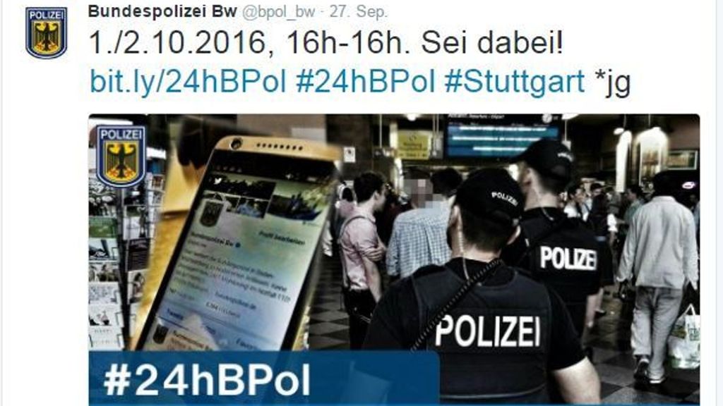 Bundespolizei in Stuttgart: Unter #24hBPol twittert die Polizei
