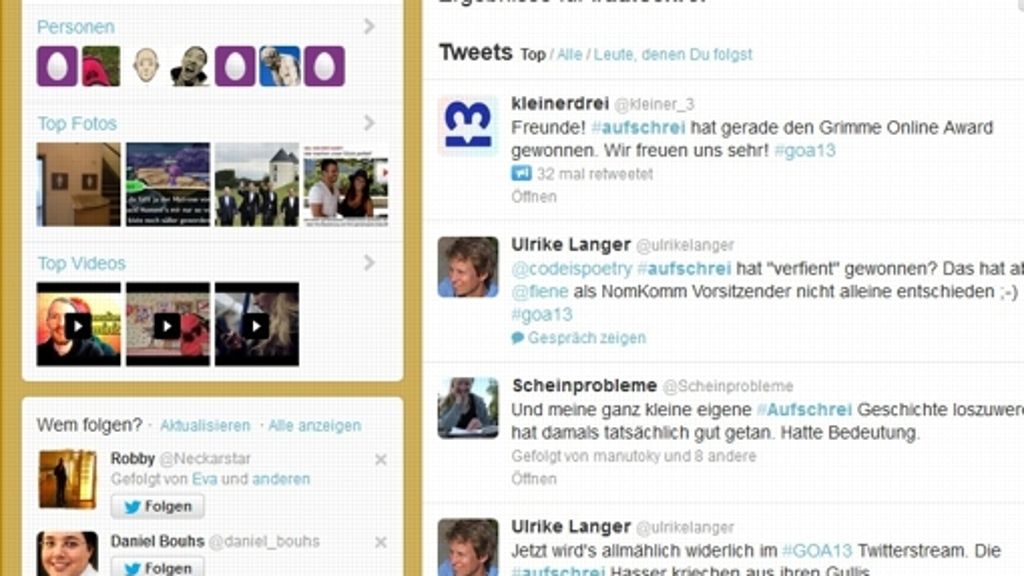 Grimme Online Award: Twitter-Hashtag „Aufschrei“ gewinnt Grimme Online Award