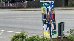 Vandalismus in Böblingen: Parteien verurteilen Schmierereien an Wahlplakaten