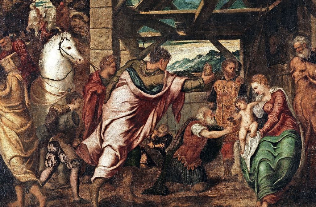Jacopo Tintoretto: „Die Anbetung der Könige“, um 1537/38, Öl auf Leinwand, 174 x 203 cm
