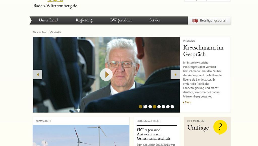 Webseite der Landesregierung: Neue Homepage soll den Dialog ermöglichen