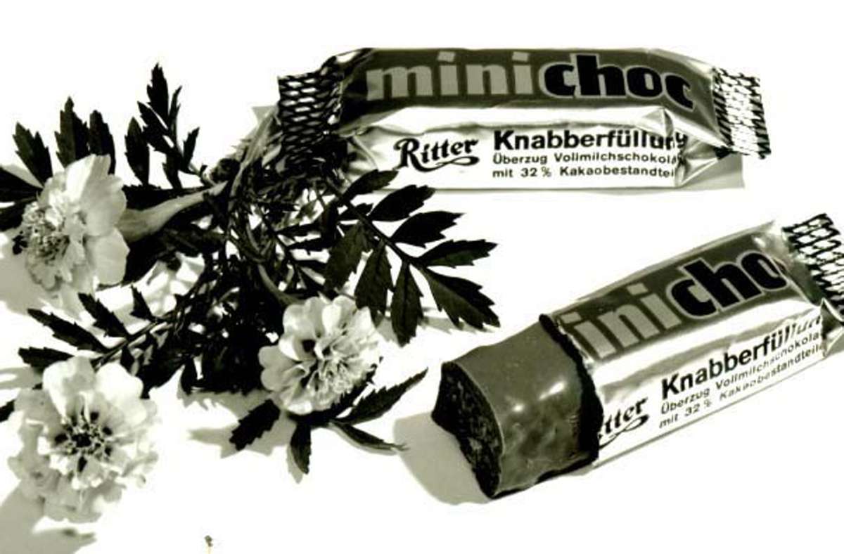 1967 hatte die Firma Alfred Ritter auch noch längliche Riegel im Sortiment. Einzeln verpackt...