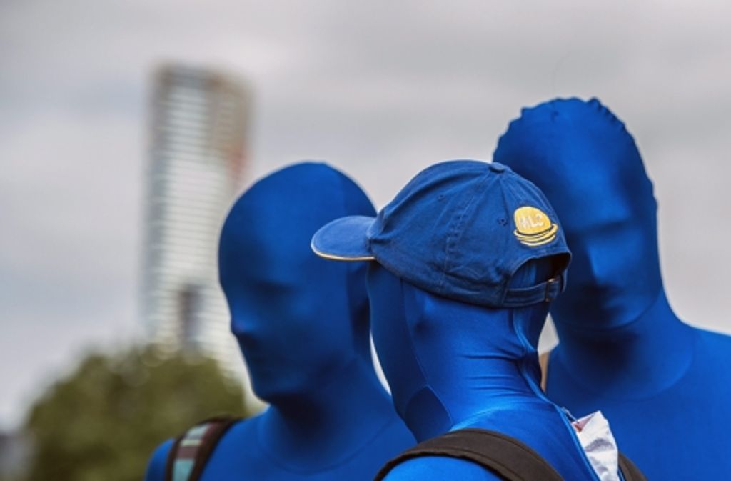 Australische Tennis-Fans machen einen auf Blue-Man-Group.
