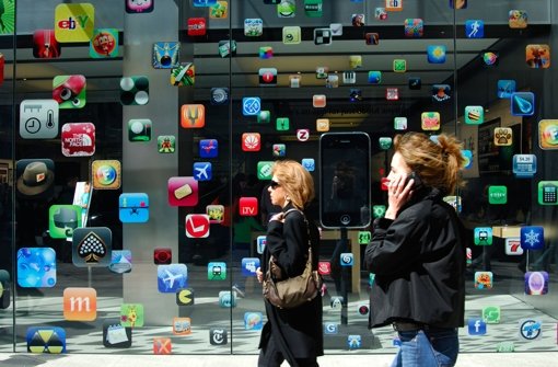 Apps und wieder Apps – hier zu sehen an einem Apple-Geschäft in Boston Foto: Mauritius
