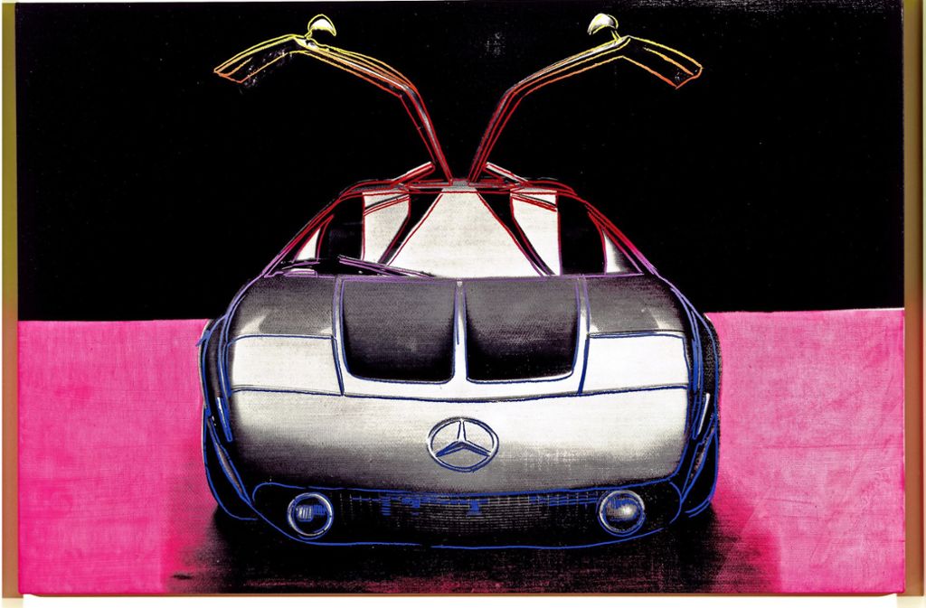1986 für die Serie „Cars“ erarbeitet: Andy Warhols Blick auf den Mercedes-Versuchswagen C 111 von 1970