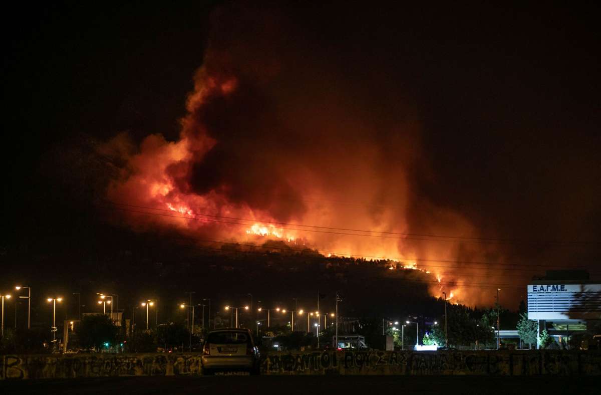 Auch auf dem Berg Parnitha, unweit von Athen, wüteten Waldbrände.