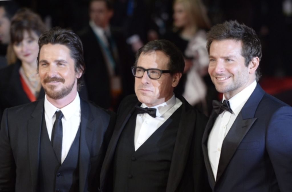 "American Hustle"-Regisseur David O. Russell (Mitte) mit seinen Hauptdarstellern Christian Bale (links) und Bradley Cooper