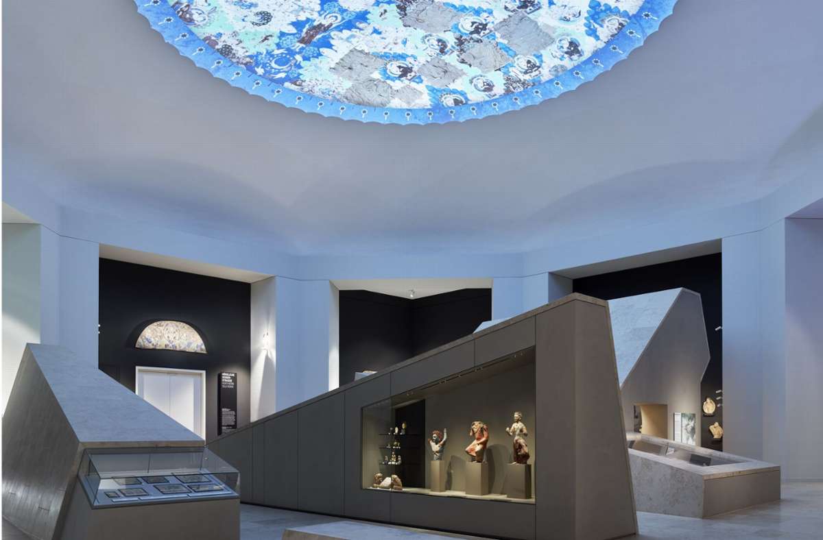 Ausstellungsansicht des im Kuppelraum befindlichen Moduls „Turfan Sammlung Zentralasien“