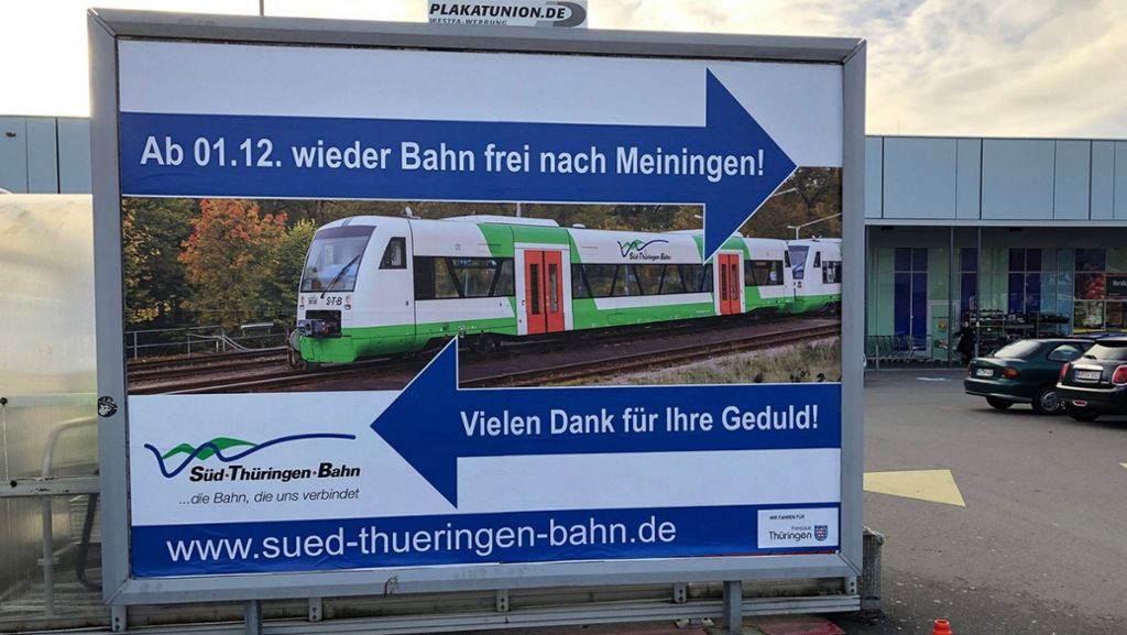  Die Süd-Thüringen-Bahn bedankt sich bei den Einwohnern von Walldorf bei Heidelberg für ihre Geduld. Das ist sehr nett. Allerdings weiß niemand so genau, womit sie das verdient haben. 