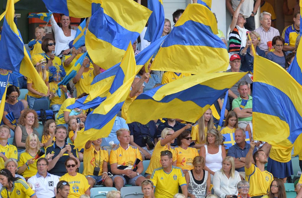 Schwedische Anhänger sorgen für gute Stimmung auf den Rängen.