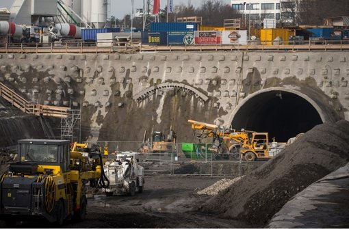 Die Baustelle für den Fildertunnel  zwischen Stuttgart-Fasanenhof und Leinfelden-Echterdingen stellt den Ausgangspunkt des gut zehn Kilometer langen Filderabschnitt 1.3 dar. Foto: Achim Zweygarth
