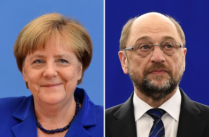 Merkel und Schulz liegen fast gleichauf