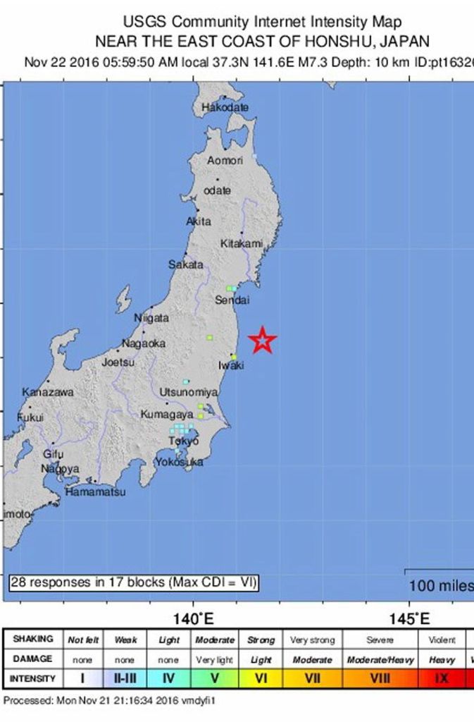 Das Beben ereignete sich im Nordosten Japans.