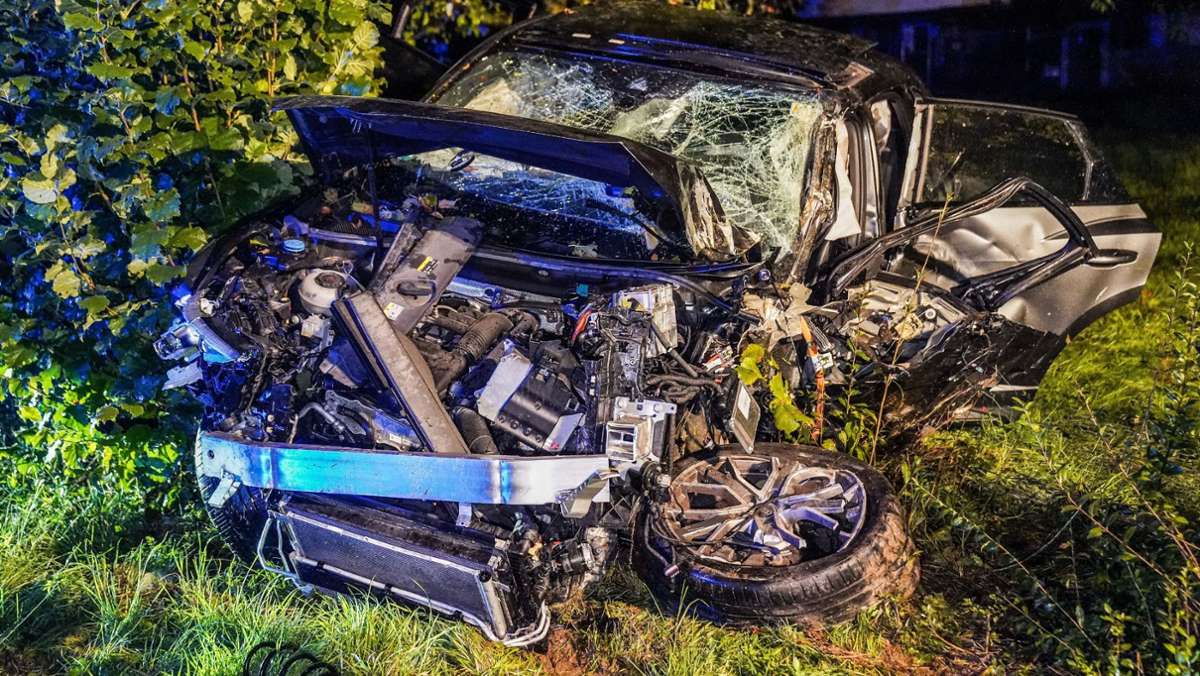 Unfall in Filderstadt: Auto fährt gegen Baum - Fünf Verletzte