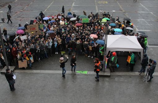 Auch am  vergangenen Freitag haben Schüler vor dem Rathaus gegen die Klimakatastrophe demonstriert. Foto: Hans Jörg Wangner