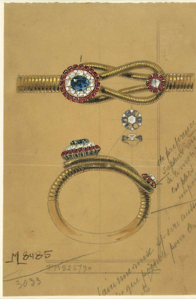 Entwurfszeichnung eines Armbands, Cartier Paris, 1950, Archives Cartier Paris