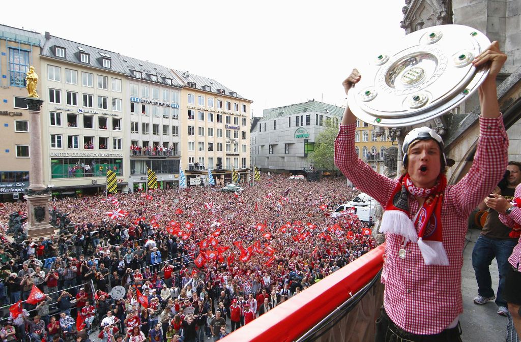 Badstuber als Partytiger im Mai 2010: Erster Meistertitel mit dem FC Bayern.