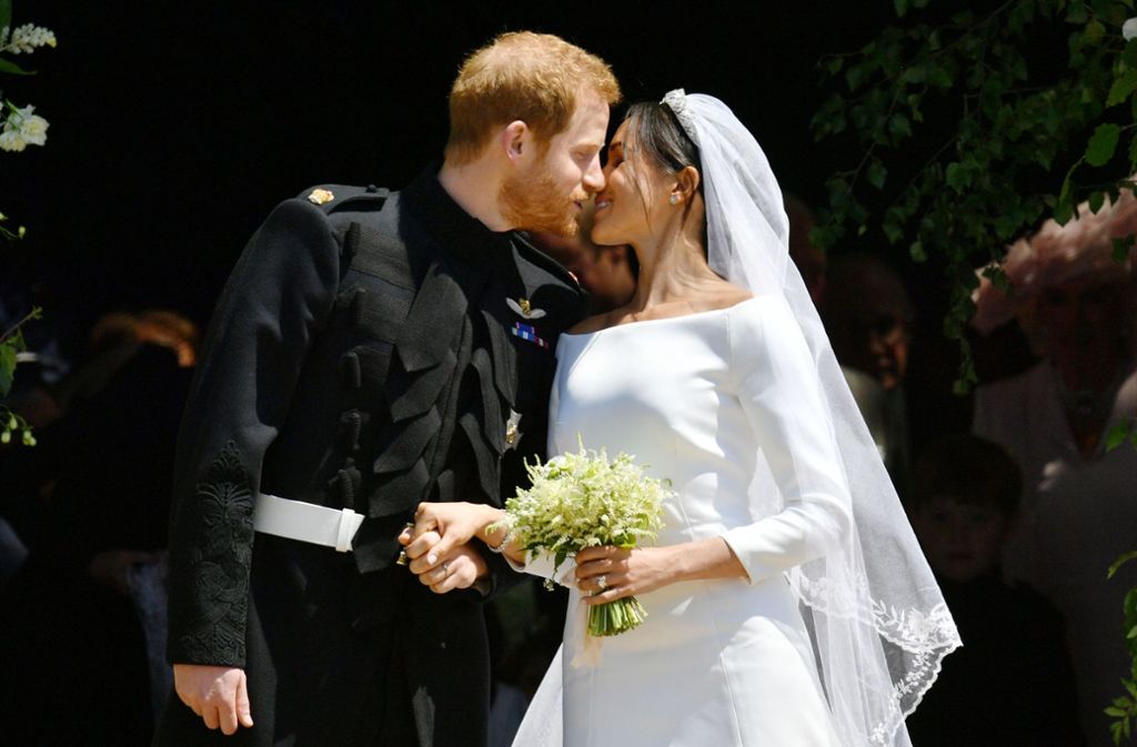 Ein erster Kuss als Mann und Frau: Prinz Harry und Meghan Markle an ihrem Hochzeitstag.
