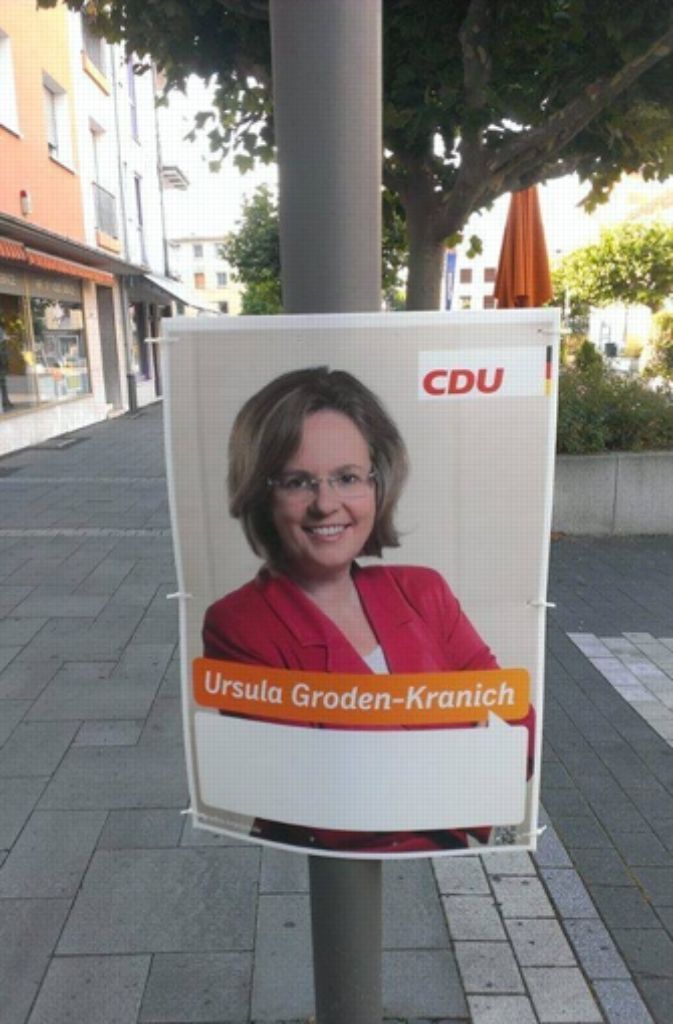 Vielleicht macht es die Mainzer CDU-Kandidatin Ursula Groden-Kranich besser: Auf diesem Plakat lässt sie die Sprechblase für politische Inhalte einfach leer.