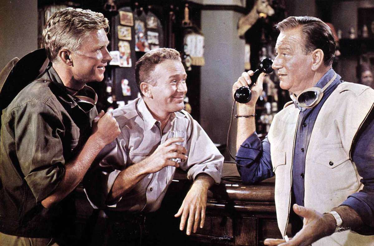 Hardy Krüger 1962 in „Hatari“ mit Red Buttons und John Wayne