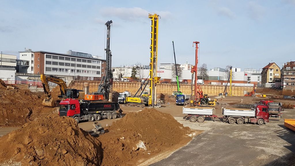 Bosch-Bauprojekt in Stuttgart-Feuerbach: 270 000 Tonnen Erde auf Bosch-Gelände ausgehoben