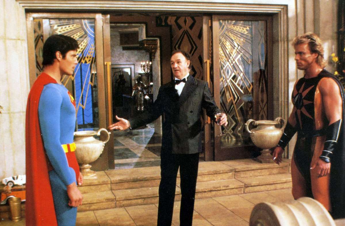 Superman“ (1978): Christopher Reeve, Gene Hackman und Mark Pillow (von links)