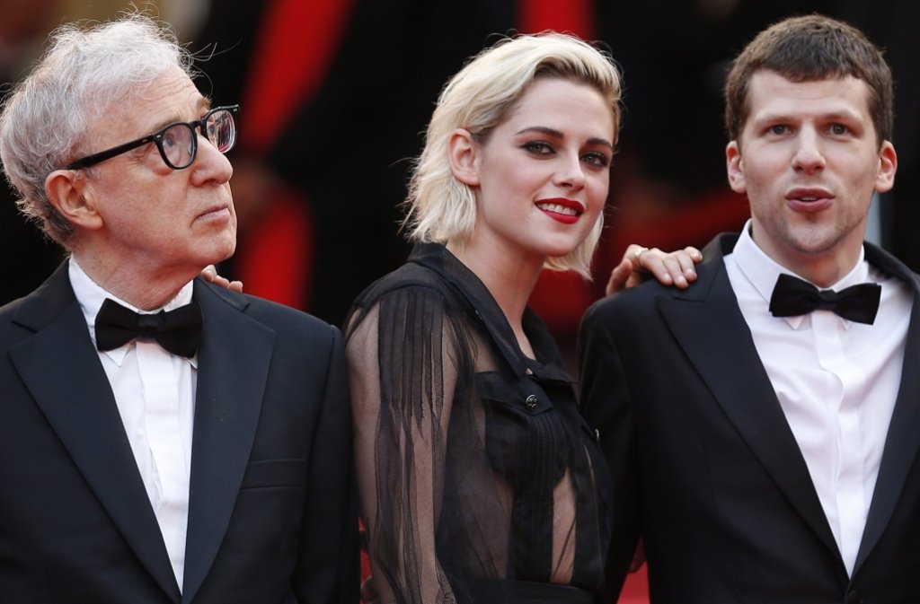 Das Top-Trio von Cannes: Regisseur Woody Allen mit Kristen Stewart und Jesse Eisenberg.