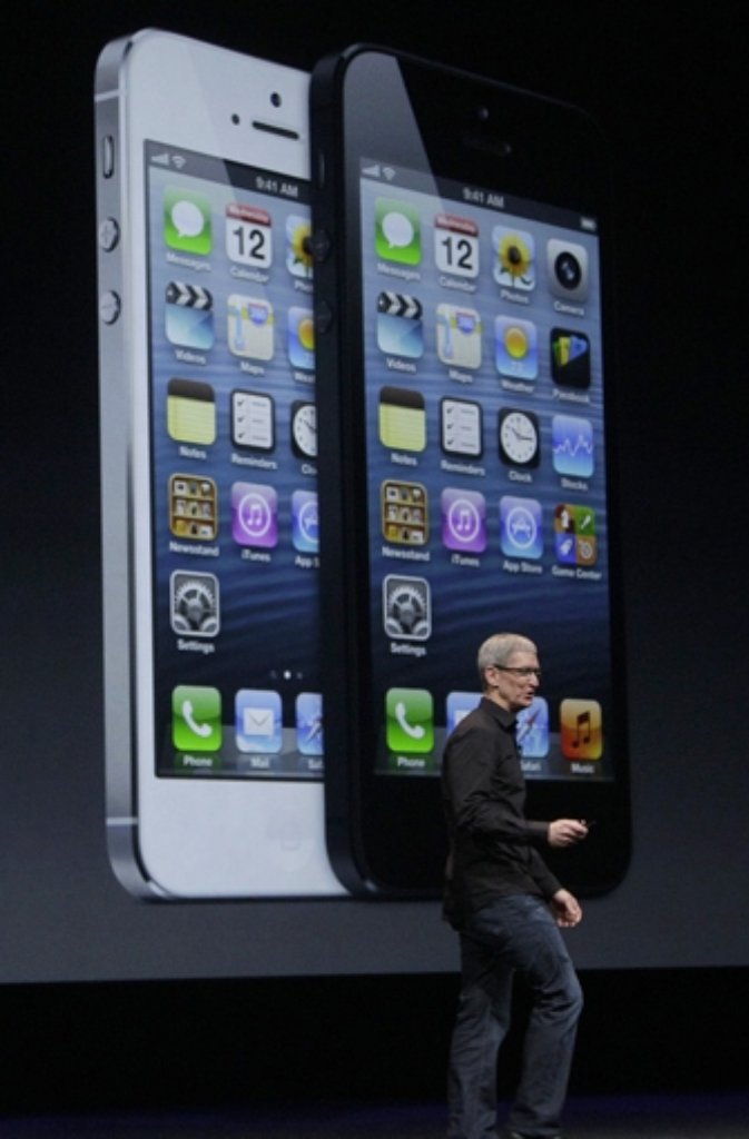 Der Apple-Chef Tim Cook bei der Präsentation des neuen iPhones in San Francisco.